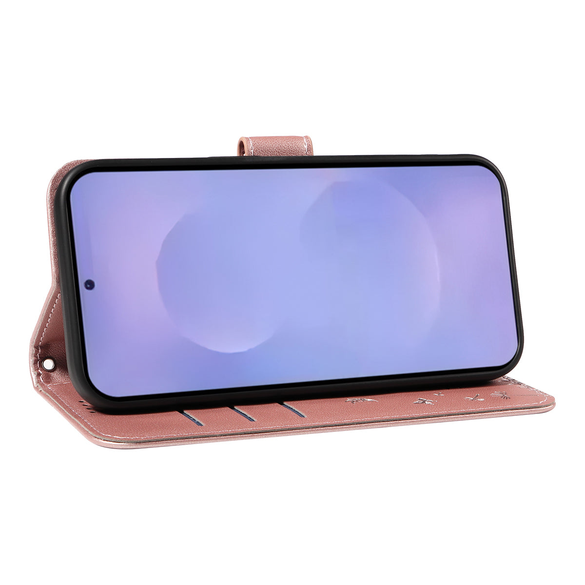 For-Samsung-Galaxy-S26-/-S26-Pro-Leather-Wallet-Case-with-Strap-Dandelion-Imprint-Phone-Stand-Cover-Rose-Gold