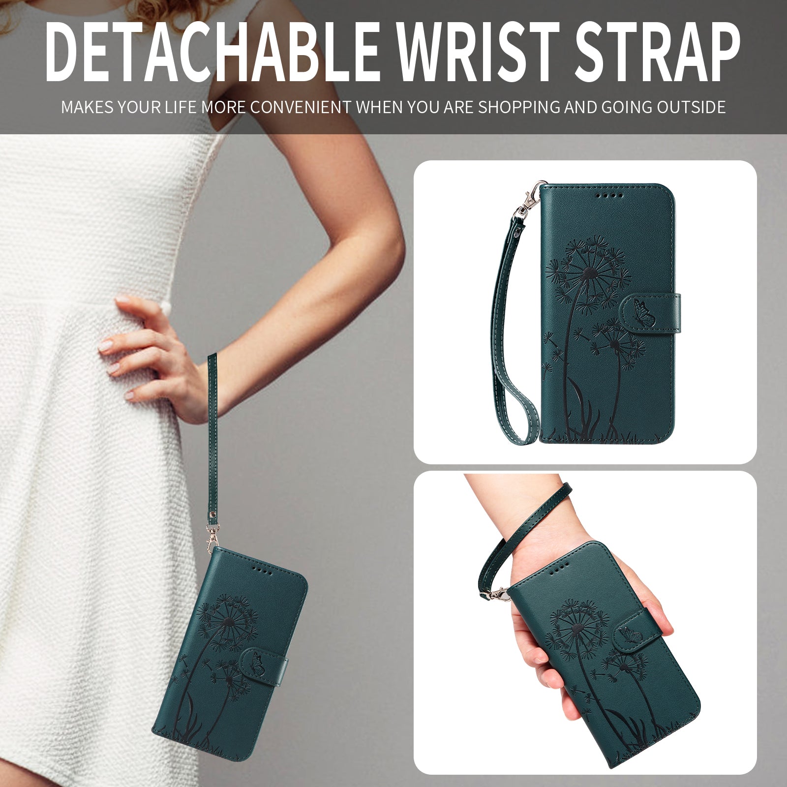 For-Samsung-Galaxy-S26-/-S26-Pro-Leather-Wallet-Case-with-Strap-Dandelion-Imprint-Phone-Stand-Cover-Blue