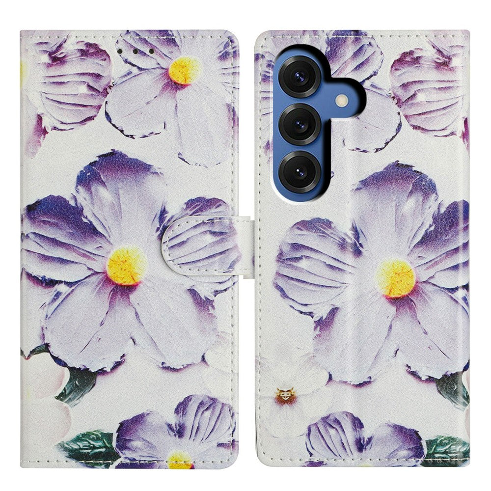 For-Samsung-Galaxy-S26-/-S26-Pro-Case-Pattern-Printing-Wallet-Stand-Flip-Leather-Phone-Cover-with-Strap-Purple-Flower