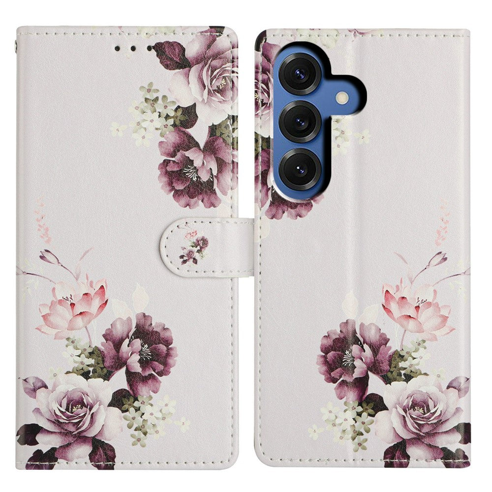 For-Samsung-Galaxy-S26-/-S26-Pro-Case-Pattern-Printing-Wallet-Stand-Flip-Leather-Phone-Cover-with-Strap-Cross-Rose