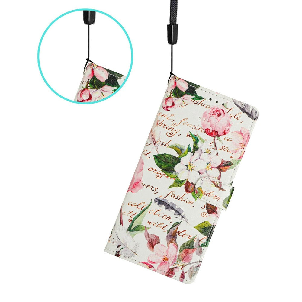 For-Samsung-Galaxy-S26-Edge-Case-Pattern-Printing-Wallet-Stand-Flip-Leather-Phone-Cover-with-Strap-Green-Leaves-Flowers