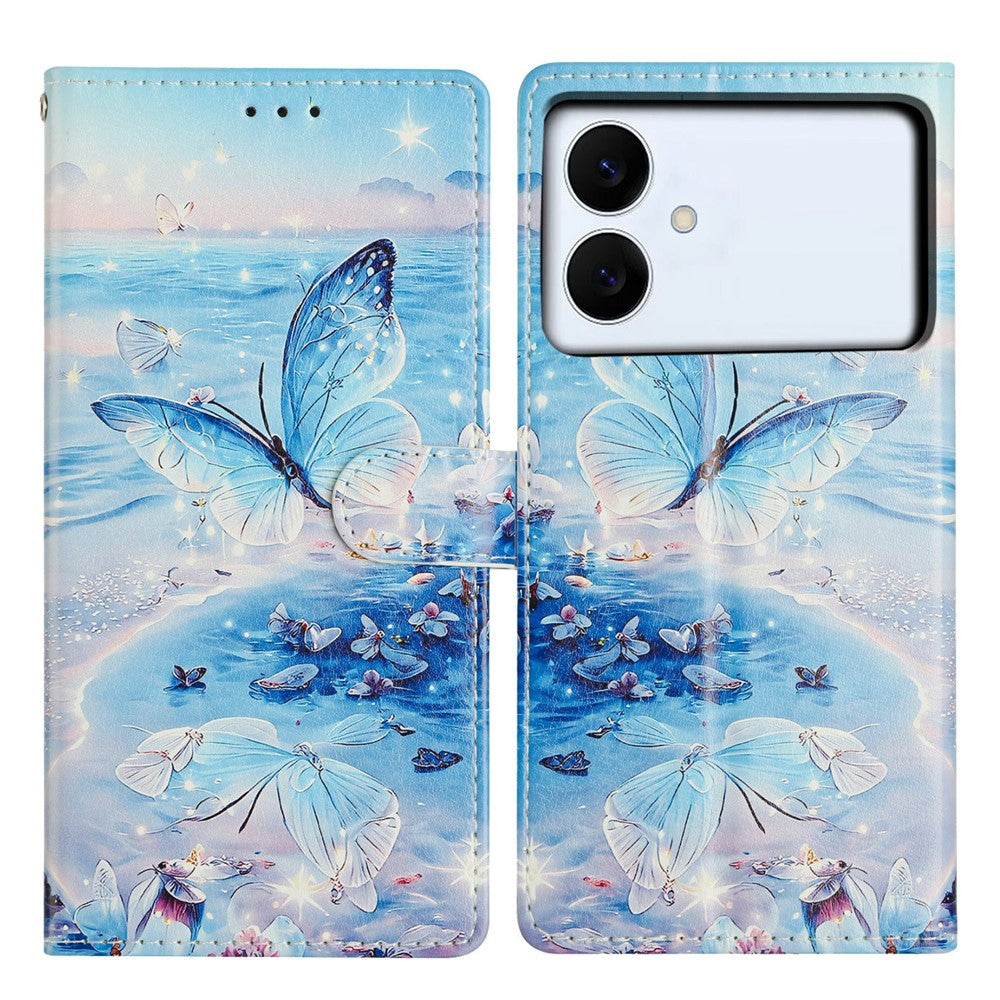 For-Samsung-Galaxy-S26-Edge-Case-Pattern-Printing-Wallet-Stand-Flip-Leather-Phone-Cover-with-Strap-Ocean-Butterfly