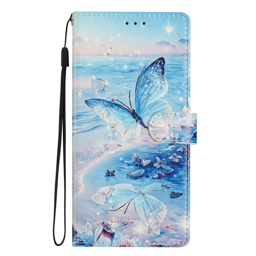 For-Samsung-Galaxy-S26-Edge-Case-Pattern-Printing-Wallet-Stand-Flip-Leather-Phone-Cover-with-Strap-Ocean-Butterfly