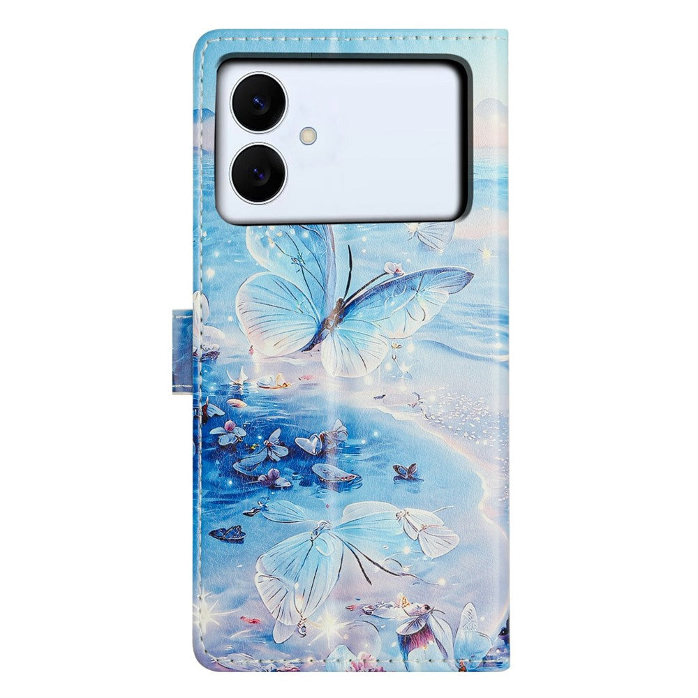 For-Samsung-Galaxy-S26-Edge-Case-Pattern-Printing-Wallet-Stand-Flip-Leather-Phone-Cover-with-Strap-Ocean-Butterfly
