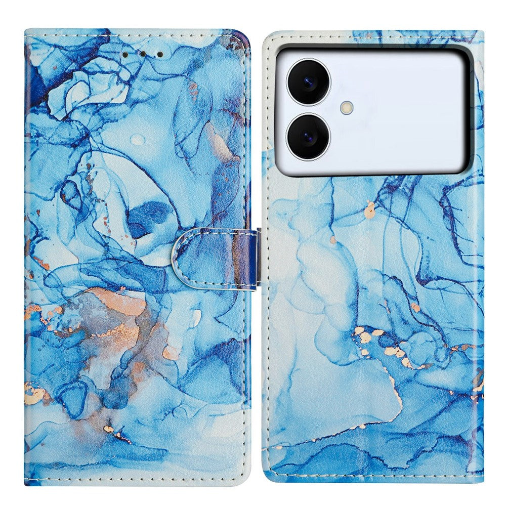 For-Samsung-Galaxy-S26-Edge-Case-Pattern-Printing-Wallet-Stand-Flip-Leather-Phone-Cover-with-Strap-Blue-Marble