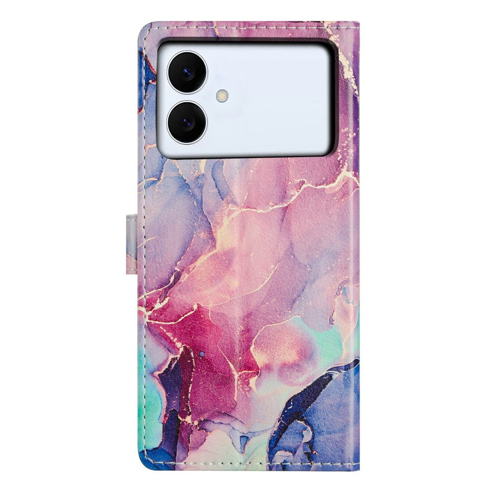 For-Samsung-Galaxy-S26-Edge-Case-Pattern-Printing-Wallet-Stand-Flip-Leather-Phone-Cover-with-Strap-Green-Pink-Marble