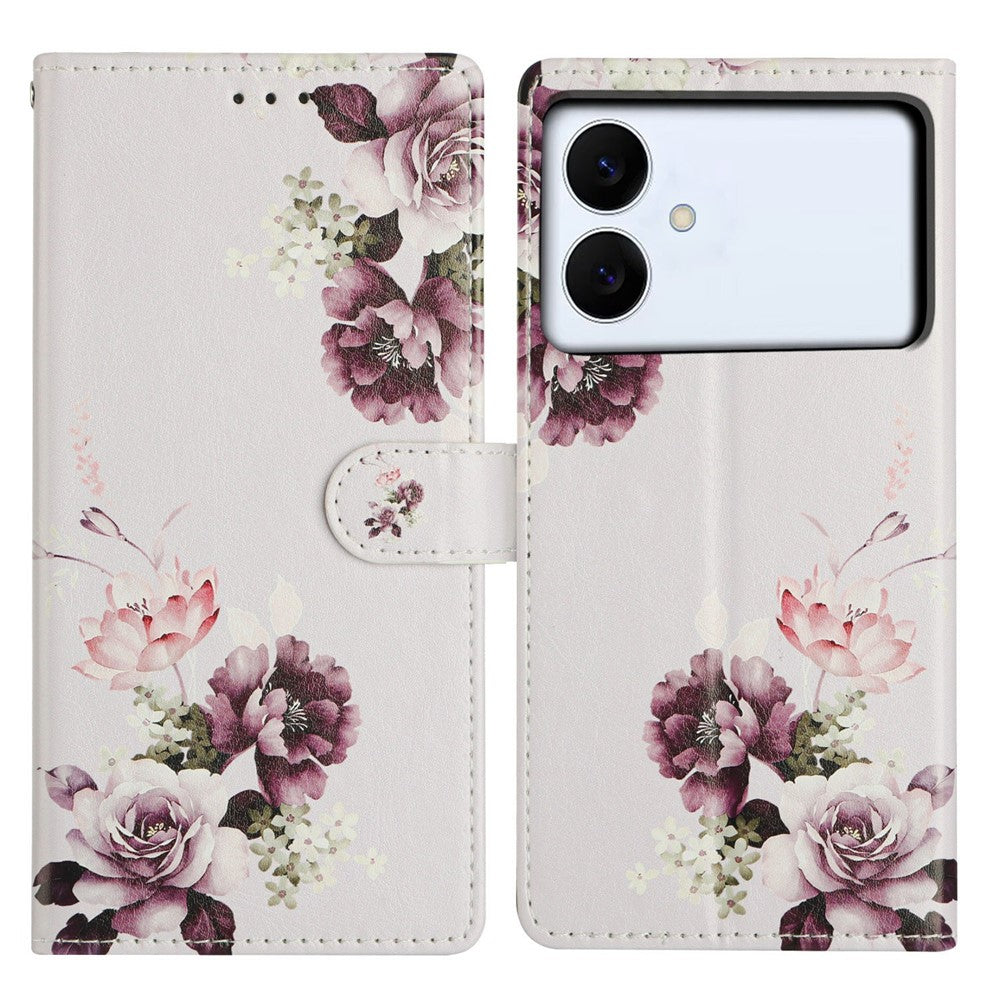 For-Samsung-Galaxy-S26-Edge-Case-Pattern-Printing-Wallet-Stand-Flip-Leather-Phone-Cover-with-Strap-Cross-Rose