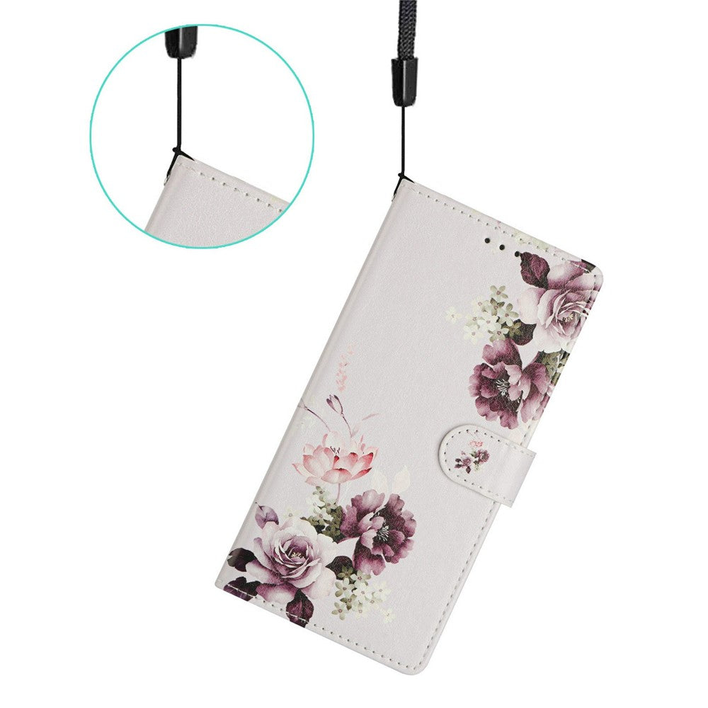 For-Samsung-Galaxy-S26-Edge-Case-Pattern-Printing-Wallet-Stand-Flip-Leather-Phone-Cover-with-Strap-Cross-Rose