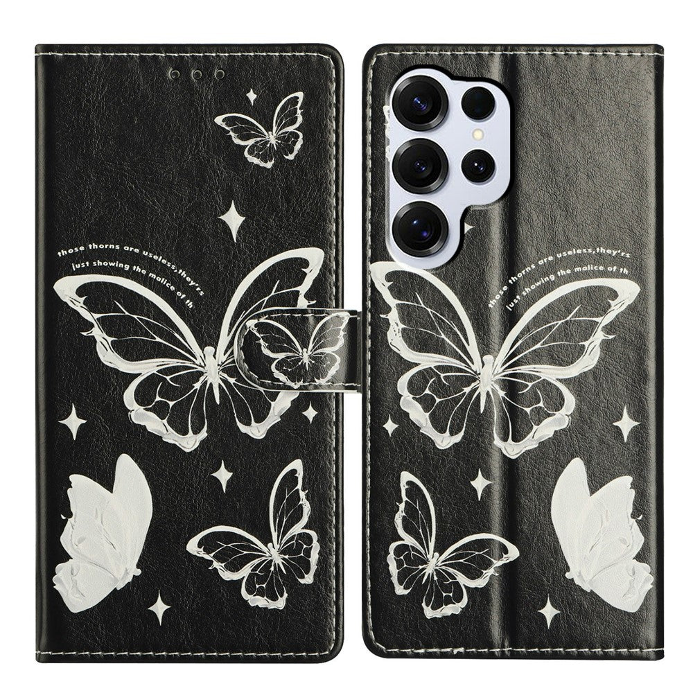 For-Samsung-Galaxy-S26-Ultra-Case-Pattern-Printing-Wallet-Stand-Flip-Leather-Phone-Cover-with-Strap-Butterfly