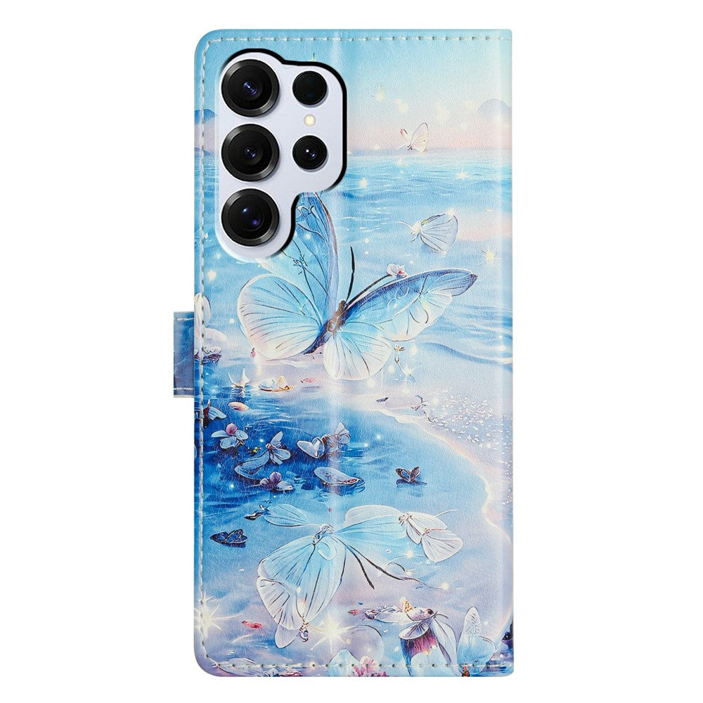 For-Samsung-Galaxy-S26-Ultra-Case-Pattern-Printing-Wallet-Stand-Flip-Leather-Phone-Cover-with-Strap-Ocean-Butterfly