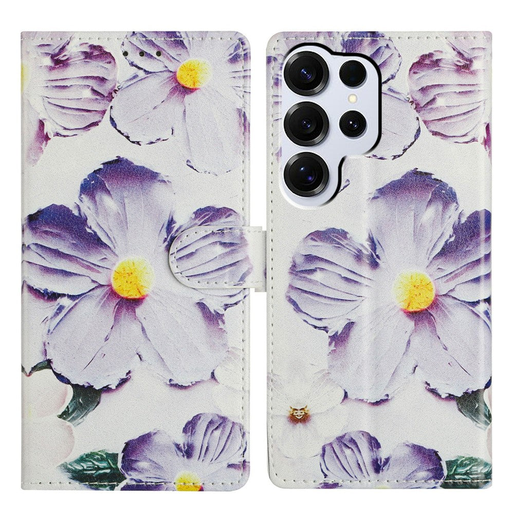 For-Samsung-Galaxy-S26-Ultra-Case-Pattern-Printing-Wallet-Stand-Flip-Leather-Phone-Cover-with-Strap-Purple-Flower