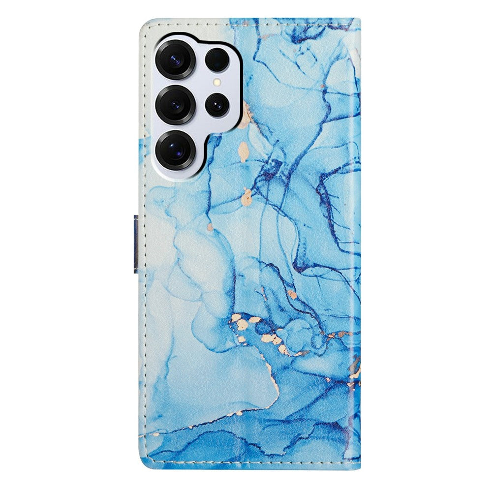 For-Samsung-Galaxy-S26-Ultra-Case-Pattern-Printing-Wallet-Stand-Flip-Leather-Phone-Cover-with-Strap-Blue-Marble