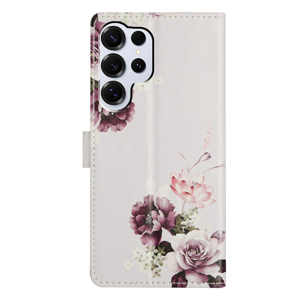 For-Samsung-Galaxy-S26-Ultra-Case-Pattern-Printing-Wallet-Stand-Flip-Leather-Phone-Cover-with-Strap-Cross-Rose