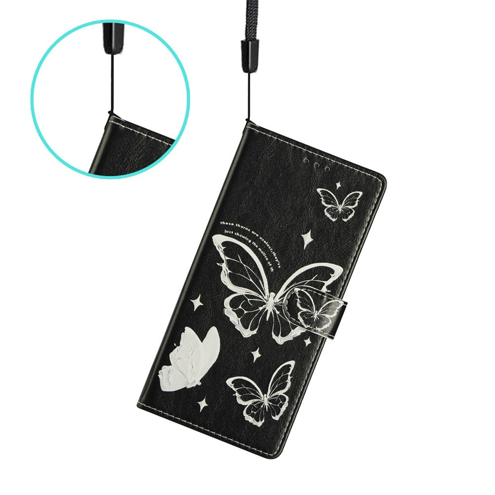 For Xiaomi Poco M8 Pro 5G / Redmi Note 15 Pro+ 5G (Global) Case Pattern Printing Wallet Stand Flip Leather Phone Cover with Strap - Butterfly