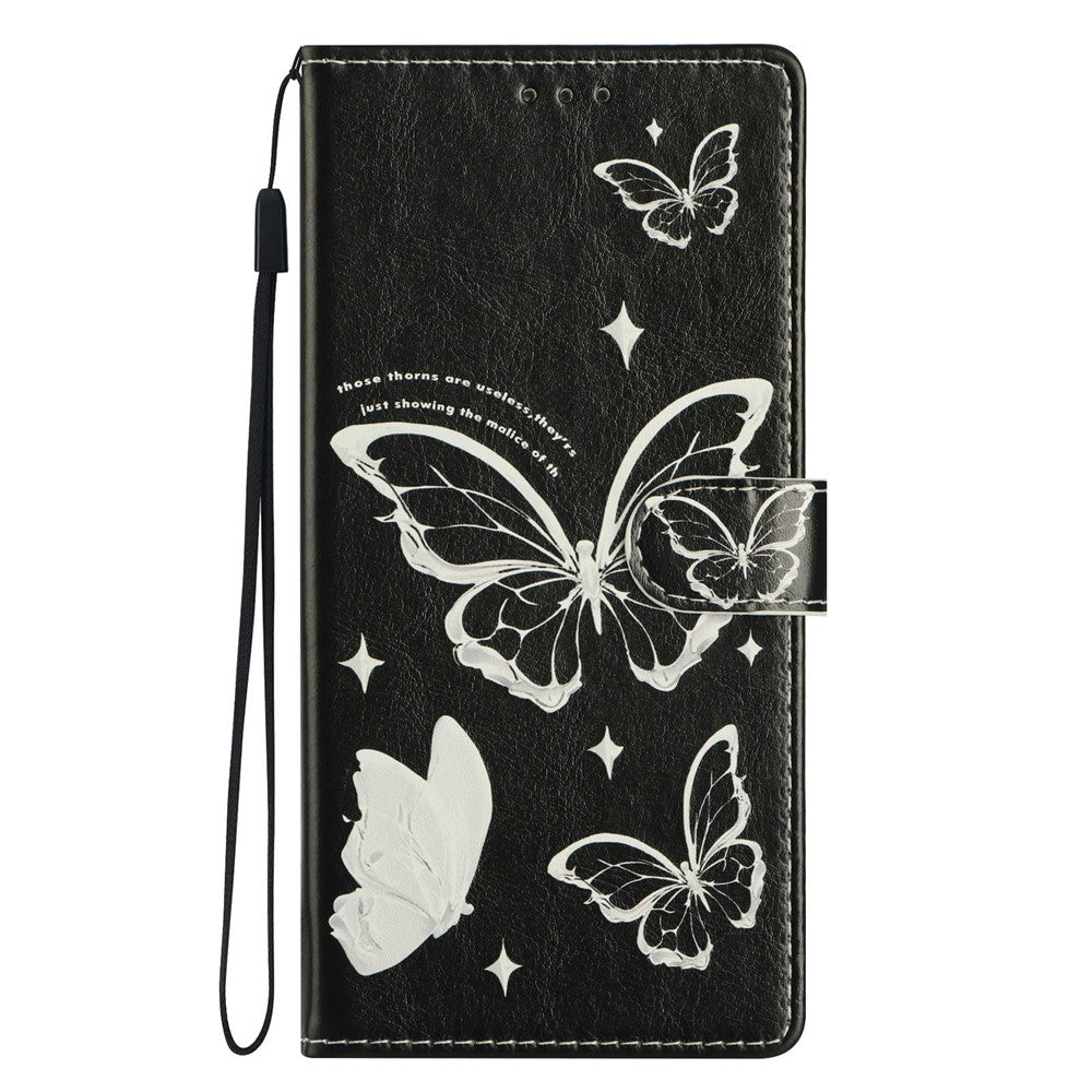 For Xiaomi Poco M8 Pro 5G / Redmi Note 15 Pro+ 5G (Global) Case Pattern Printing Wallet Stand Flip Leather Phone Cover with Strap - Butterfly