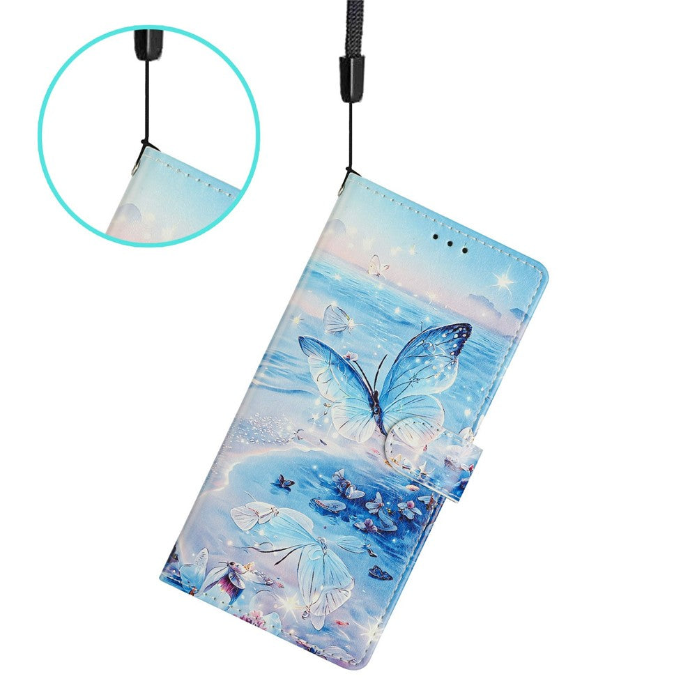 For Xiaomi Poco M8 Pro 5G / Redmi Note 15 Pro+ 5G (Global) Case Pattern Printing Wallet Stand Flip Leather Phone Cover with Strap - Ocean Butterfly