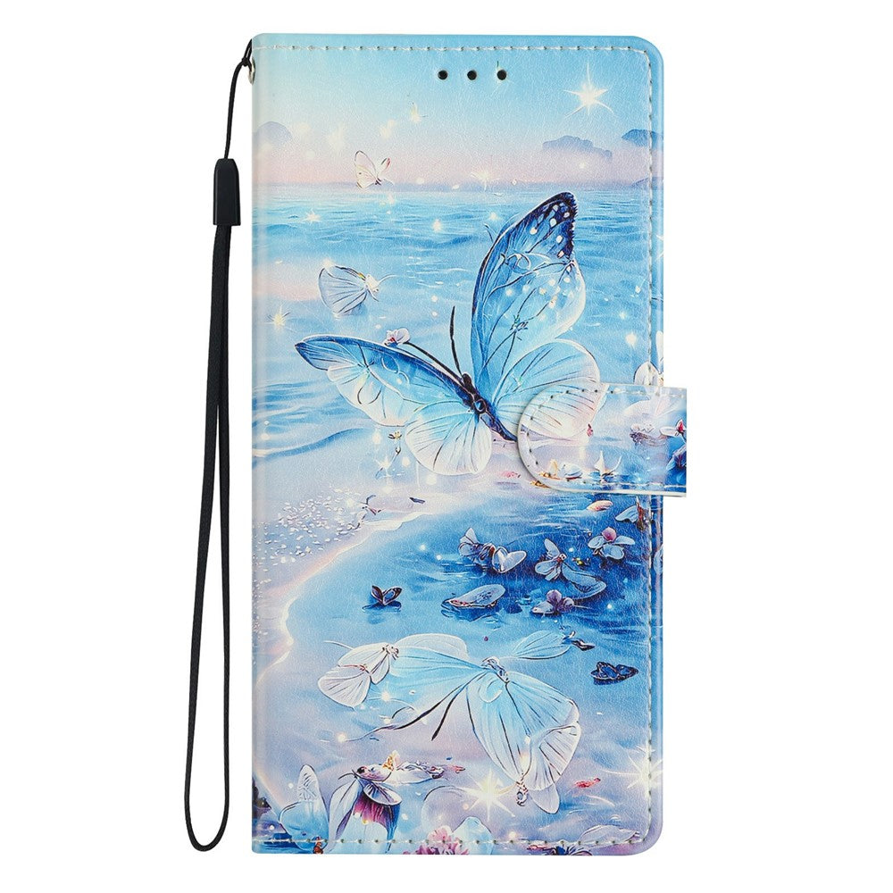 For Xiaomi Poco M8 Pro 5G / Redmi Note 15 Pro+ 5G (Global) Case Pattern Printing Wallet Stand Flip Leather Phone Cover with Strap - Ocean Butterfly