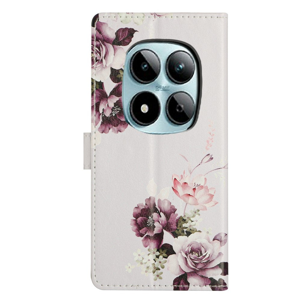 For Xiaomi Poco M8 Pro 5G / Redmi Note 15 Pro+ 5G (Global) Case Pattern Printing Wallet Stand Flip Leather Phone Cover with Strap - Cross Rose