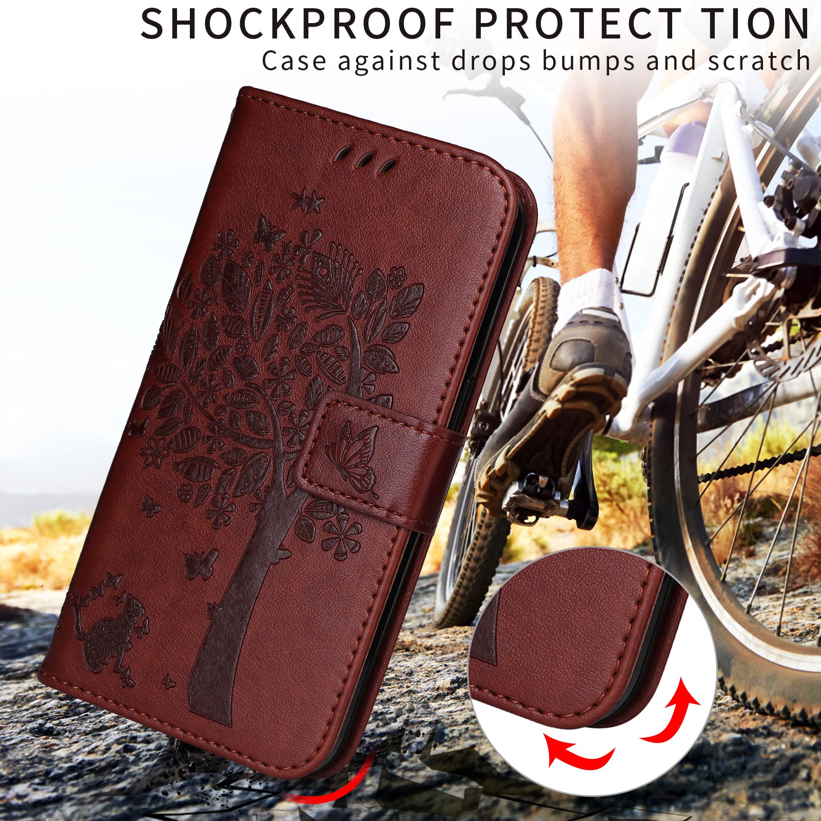 For-Samsung-Galaxy-S26-Edge-Phone-Case-with-Stand-Cat-Tree-Pattern-Leather-Wallet-Mobile-Cover-Coffee