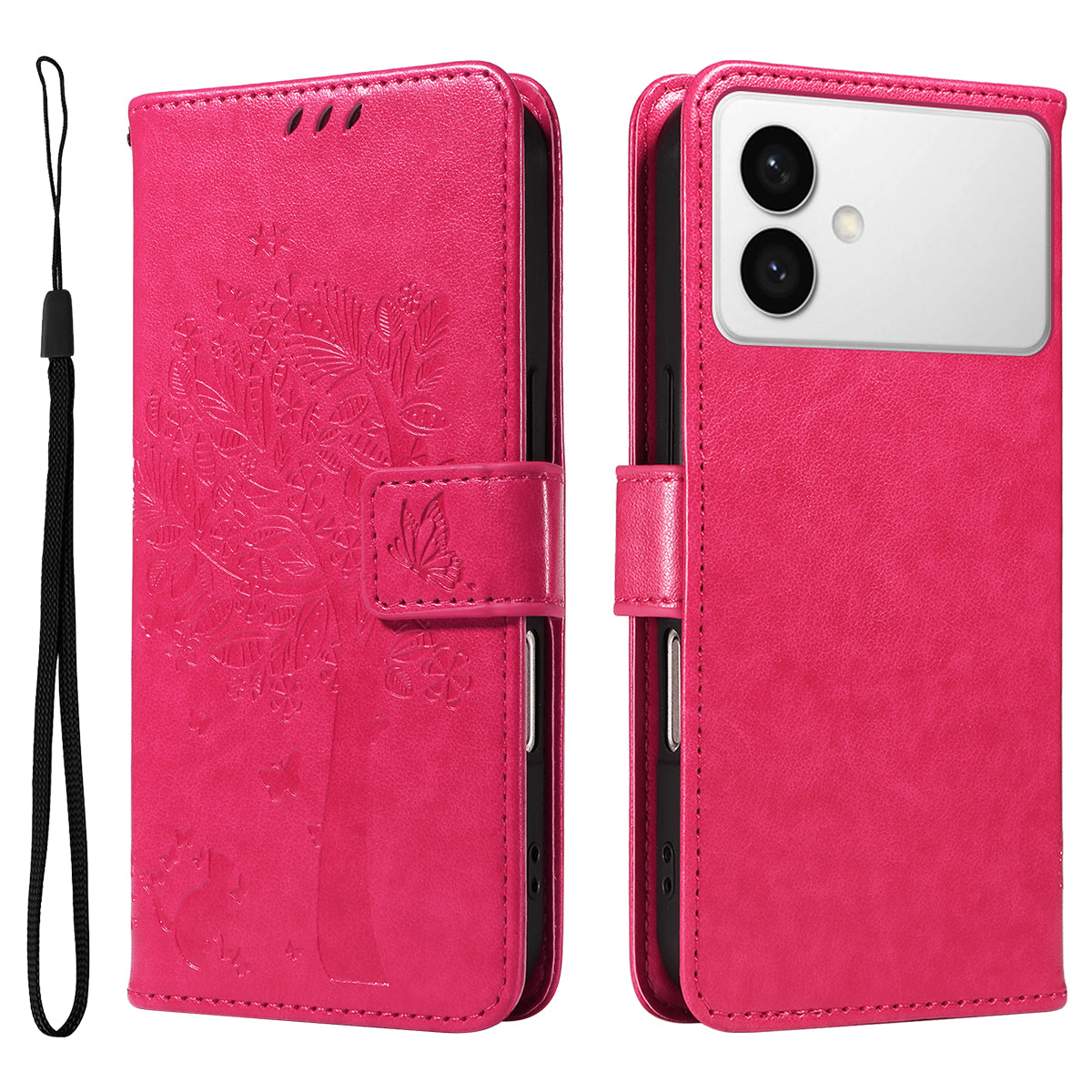 For-Samsung-Galaxy-S26-Edge-Phone-Case-with-Stand-Cat-Tree-Pattern-Leather-Wallet-Mobile-Cover-Rose