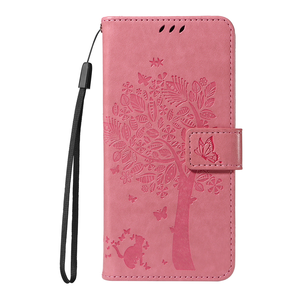 For-Samsung-Galaxy-S26-Edge-Phone-Case-with-Stand-Cat-Tree-Pattern-Leather-Wallet-Mobile-Cover-Pink
