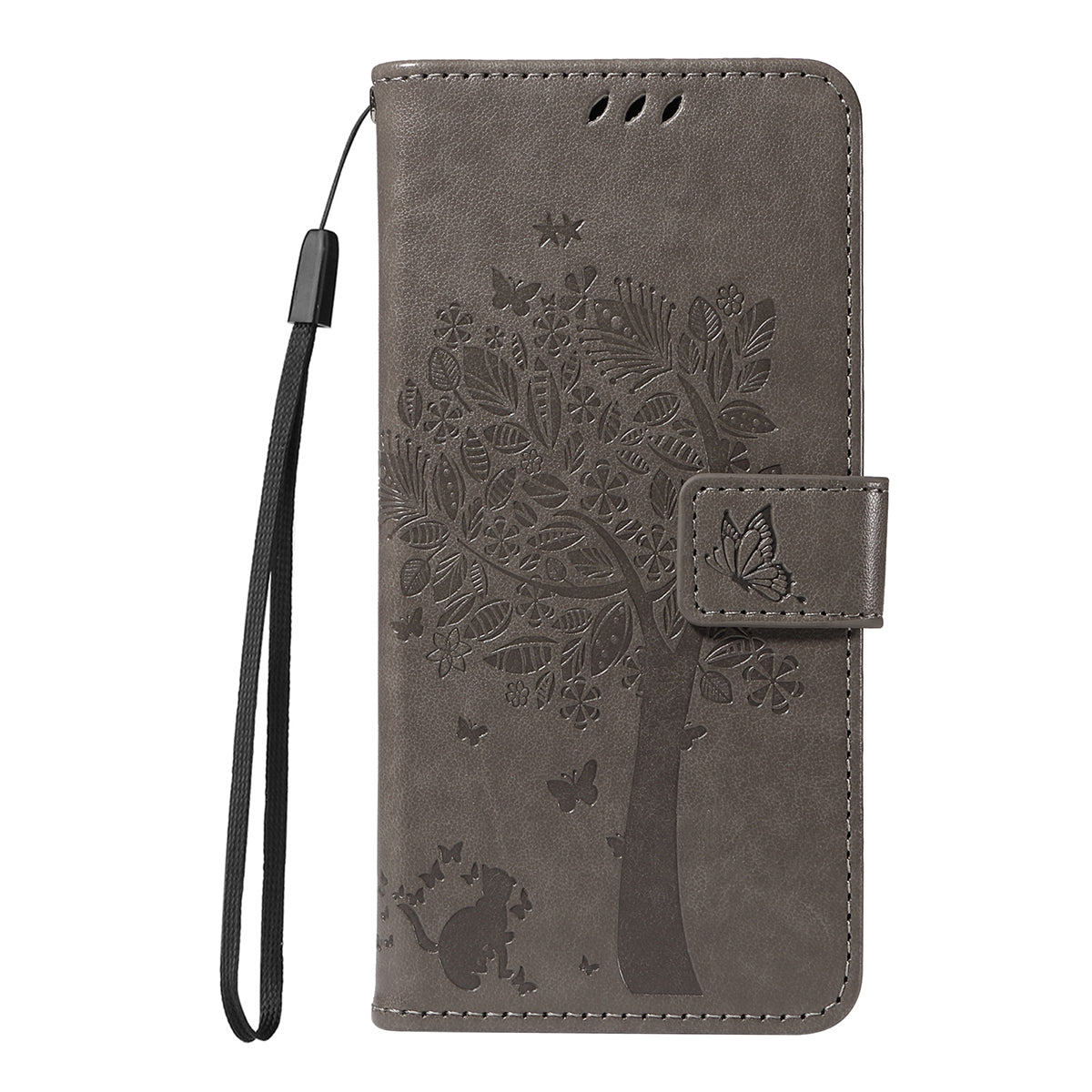 For-Samsung-Galaxy-S26-Ultra-Phone-Case-with-Stand-Cat-Tree-Pattern-Leather-Wallet-Mobile-Cover-Grey