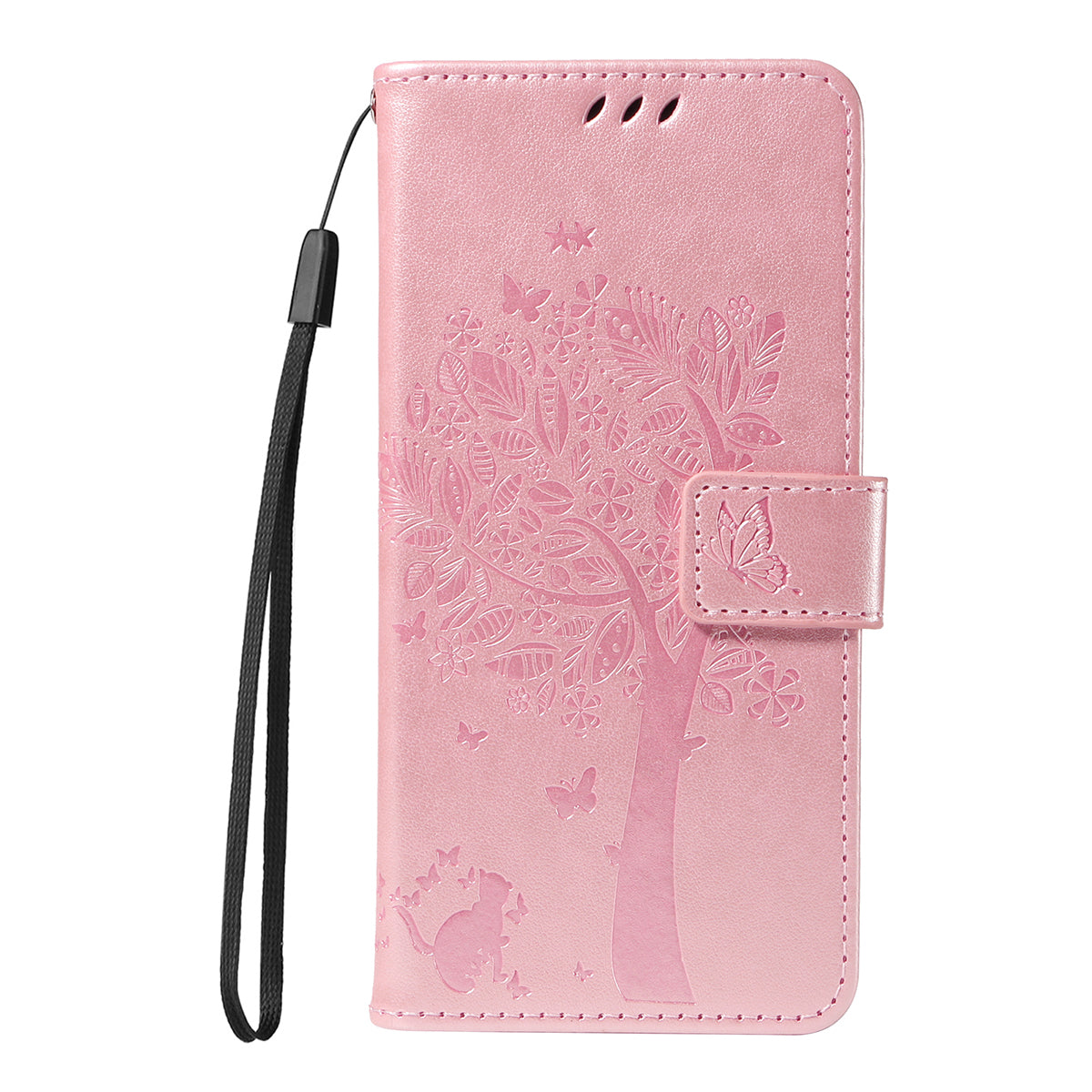 For-Samsung-Galaxy-S26-Ultra-Phone-Case-with-Stand-Cat-Tree-Pattern-Leather-Wallet-Mobile-Cover-Rose-Gold