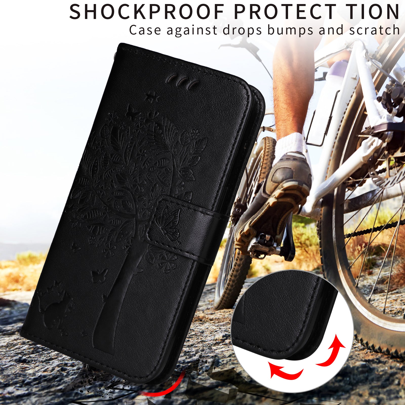 For-Samsung-Galaxy-S26-Ultra-Phone-Case-with-Stand-Cat-Tree-Pattern-Leather-Wallet-Mobile-Cover-Black