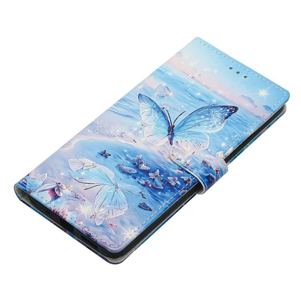 For Xiaomi 17 Pro Case Pattern Printing Wallet Stand Flip Leather Phone Cover with Strap - Ocean Butterfly