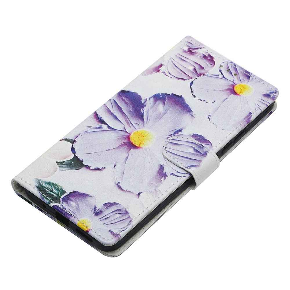 For Xiaomi 17 Pro Case Pattern Printing Wallet Stand Flip Leather Phone Cover with Strap - Purple Flower
