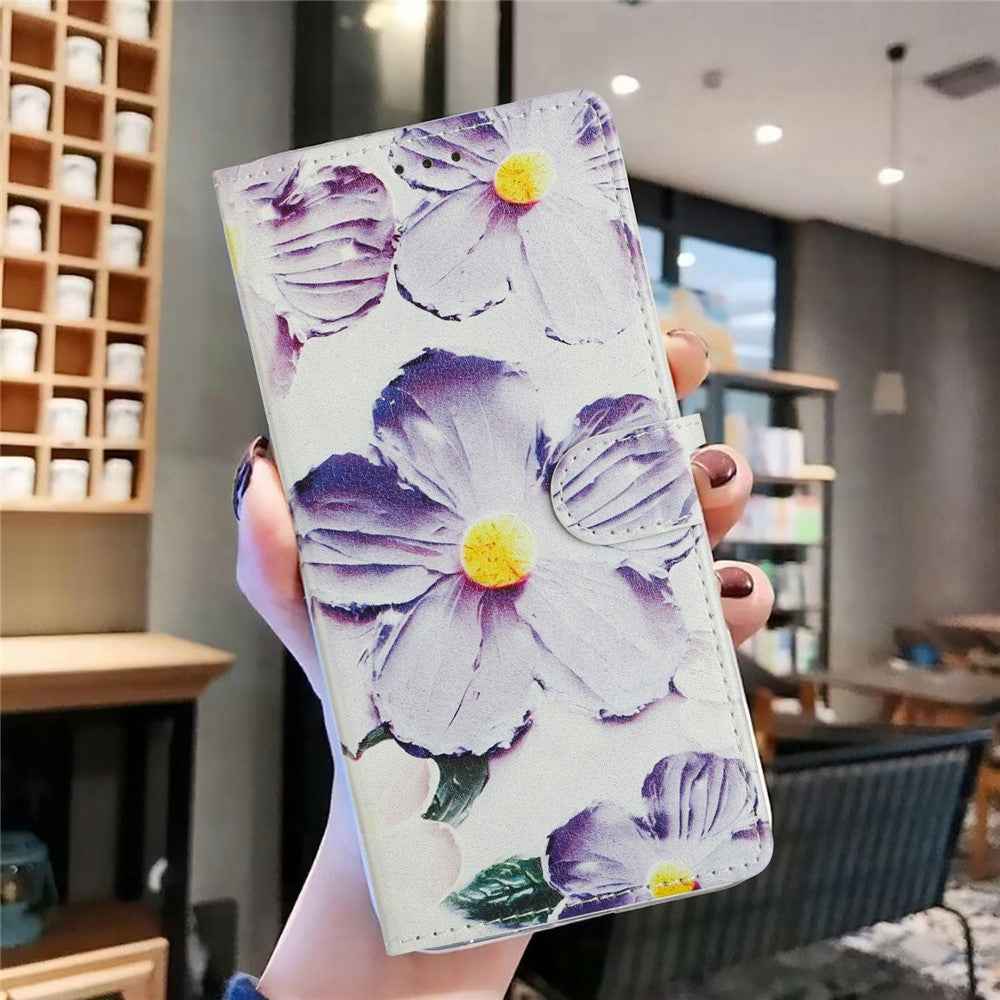 For Xiaomi 17 Pro Case Pattern Printing Wallet Stand Flip Leather Phone Cover with Strap - Purple Flower