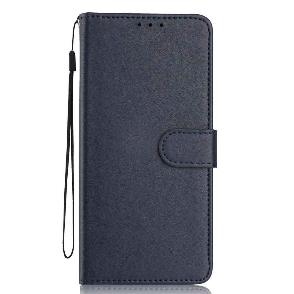 For Xiaomi 17 Pro Wallet Case with Strap  /  Multiple Card Slots Solid Color Leather Stand Phone Cover - Blue