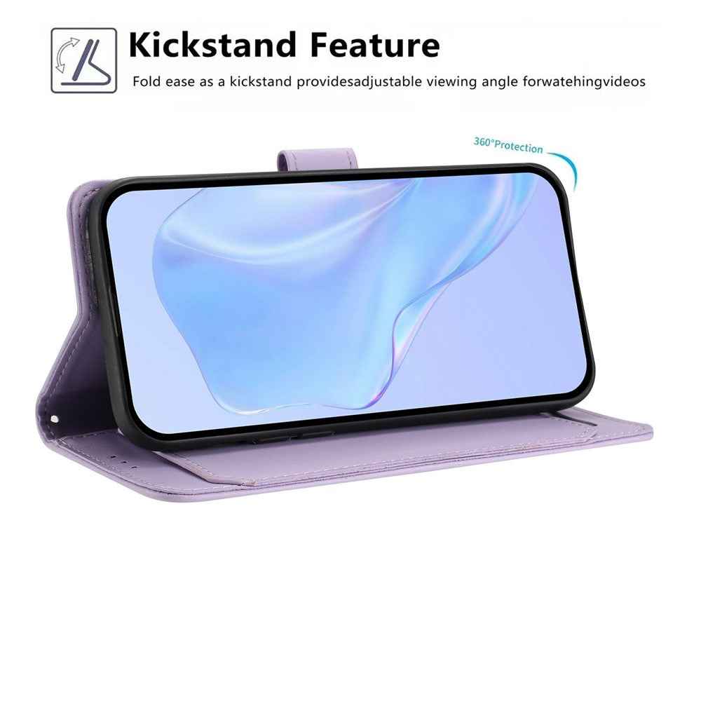 For Xiaomi 17 Pro Wallet Case with Strap  /  Multiple Card Slots Solid Color Leather Stand Phone Cover - Purple