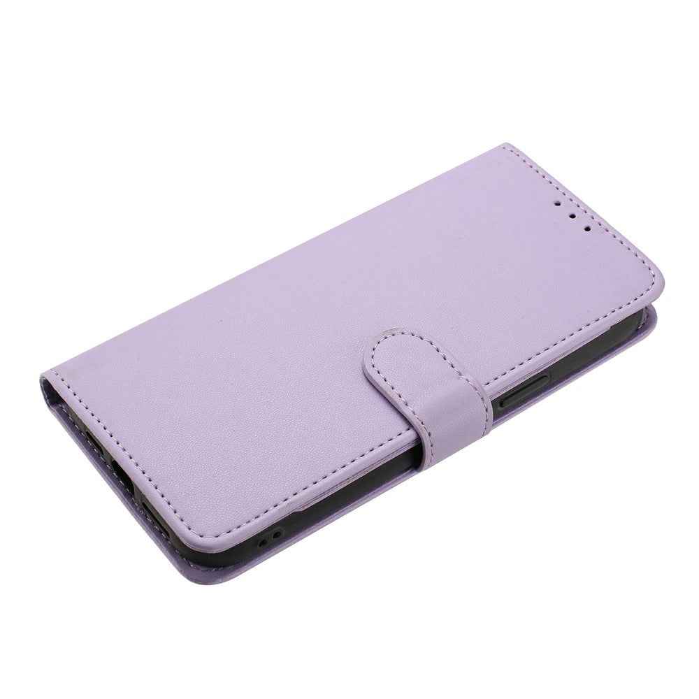 For Xiaomi 17 Pro Wallet Case with Strap  /  Multiple Card Slots Solid Color Leather Stand Phone Cover - Purple