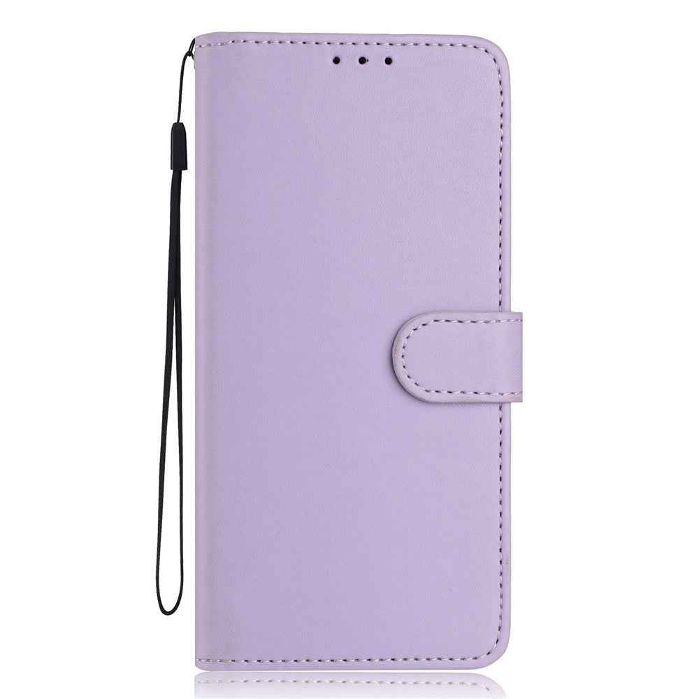 For Xiaomi 17 Pro Wallet Case with Strap  /  Multiple Card Slots Solid Color Leather Stand Phone Cover - Purple