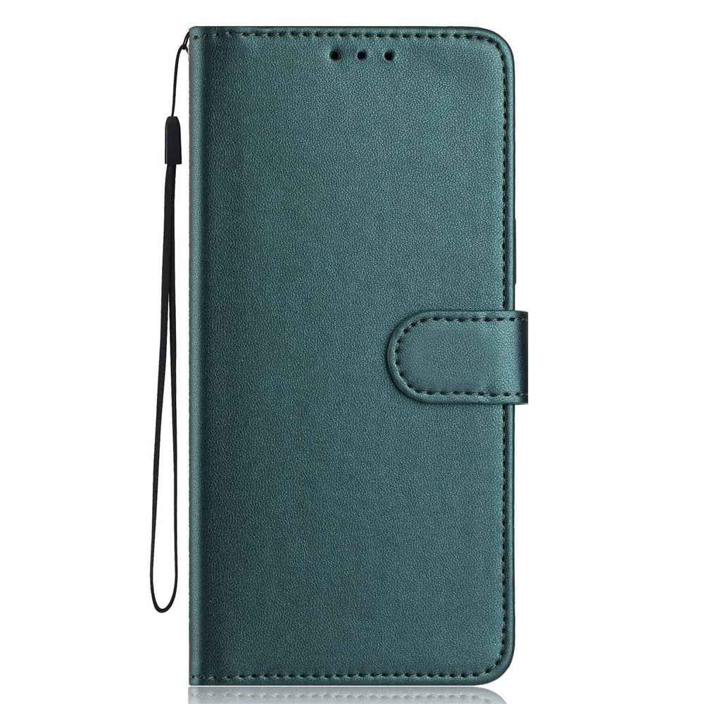 For Xiaomi 17 Pro Wallet Case with Strap  /  Multiple Card Slots Solid Color Leather Stand Phone Cover - Blackish Green