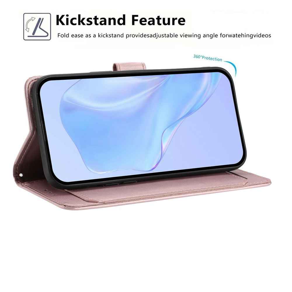 For Xiaomi 17 Pro Wallet Case with Strap  /  Multiple Card Slots Solid Color Leather Stand Phone Cover - Rose Gold
