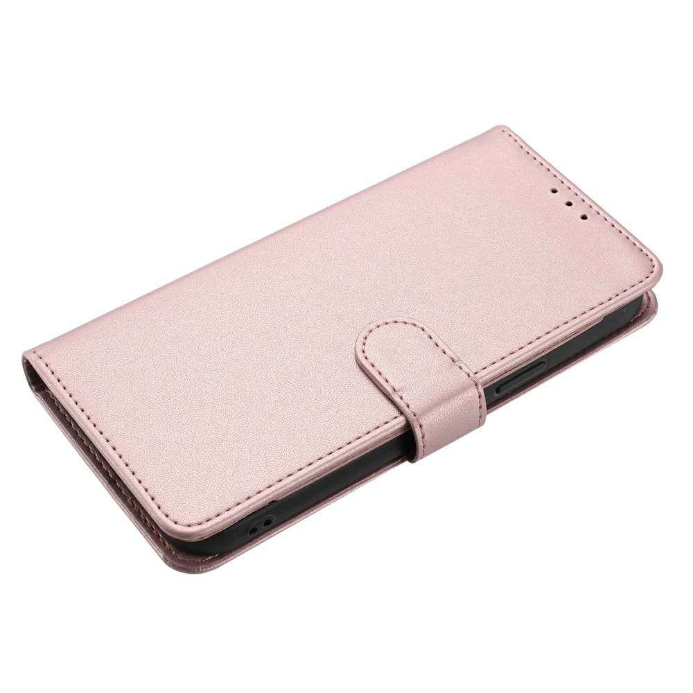 For Xiaomi 17 Pro Wallet Case with Strap  /  Multiple Card Slots Solid Color Leather Stand Phone Cover - Rose Gold