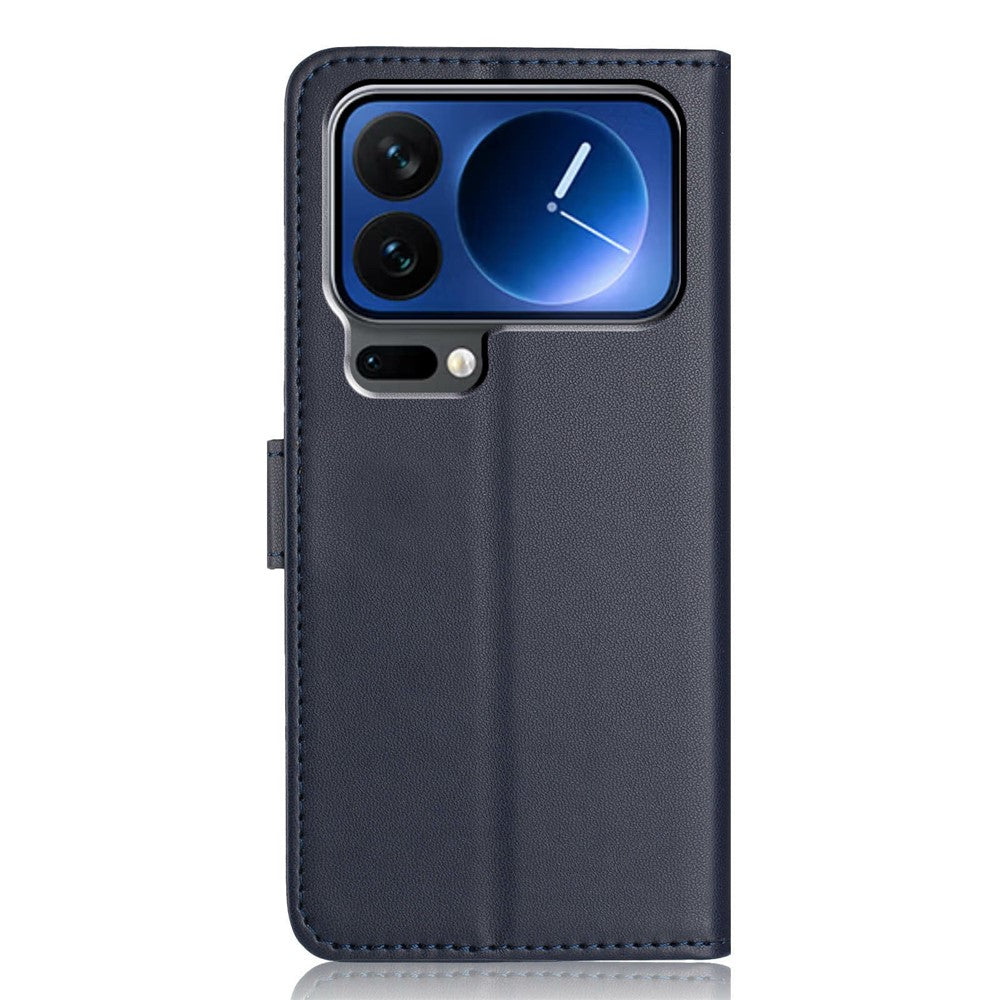 For Xiaomi 17 Pro Max Wallet Case with Strap  /  Multiple Card Slots Solid Color Leather Stand Phone Cover - Blue