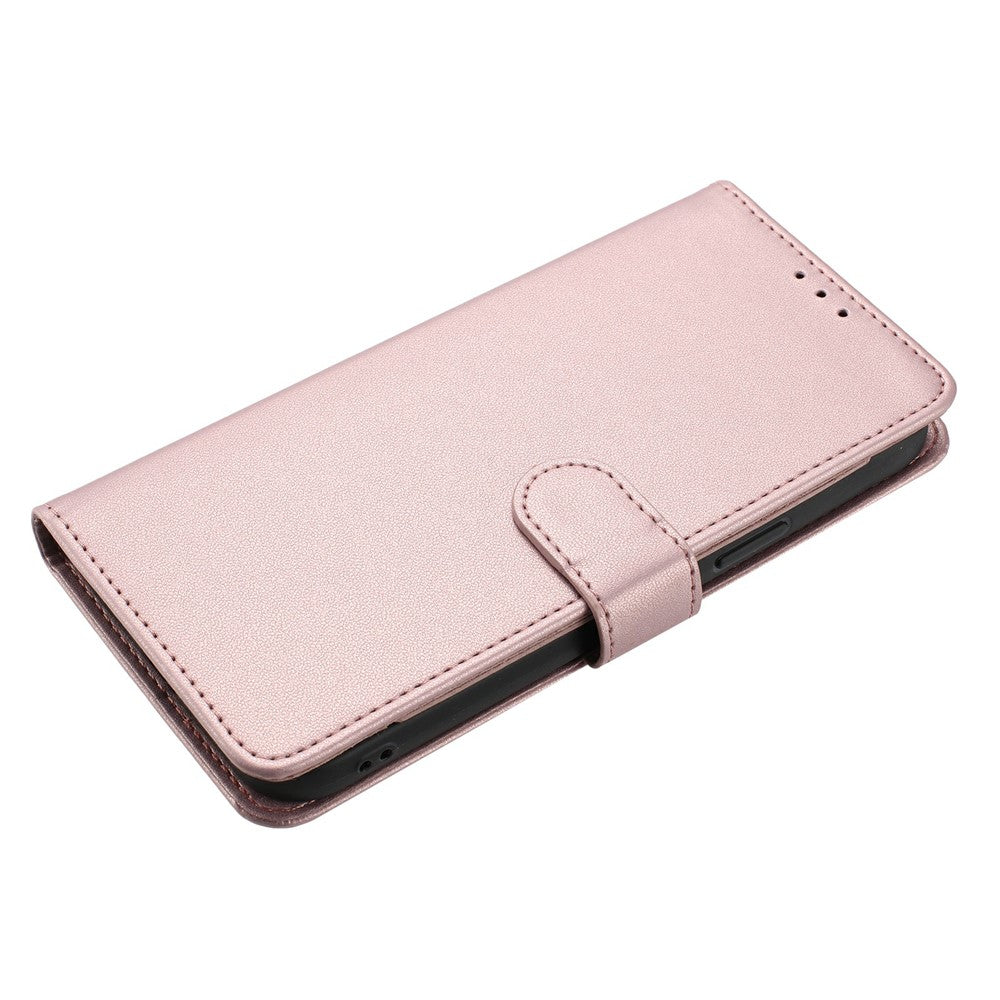 For Xiaomi 17 Pro Max Wallet Case with Strap  /  Multiple Card Slots Solid Color Leather Stand Phone Cover - Rose Gold