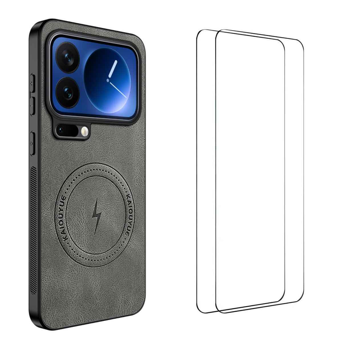 For Xiaomi 17 Pro Magnetic Case WANLONFENG SD Series PC TPU Phone Cover with 2Pcs Screen Film - Grey
