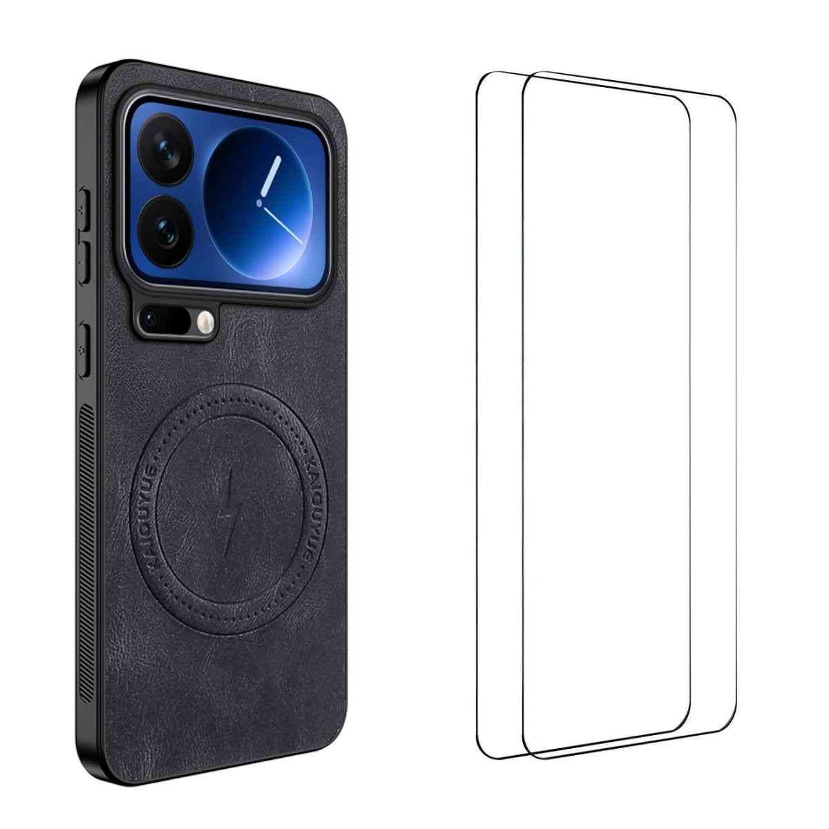 For Xiaomi 17 Pro Magnetic Case WANLONFENG SD Series PC TPU Phone Cover with 2Pcs Screen Film - Black