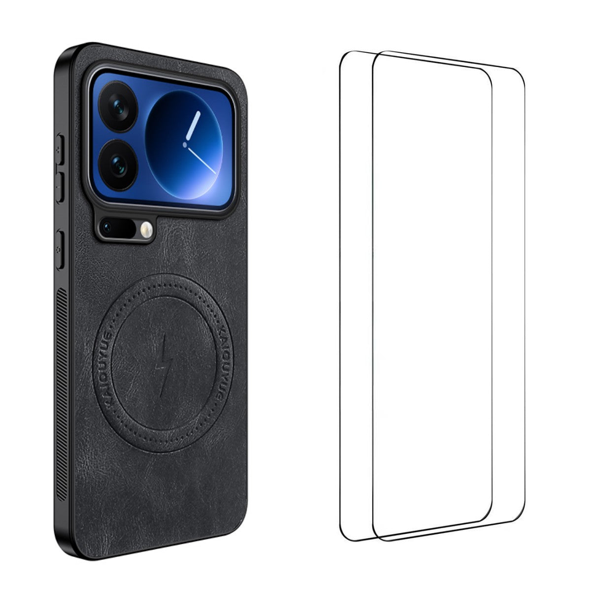 For Xiaomi 17 Pro Max Magnetic Case WANLONFENG SD Series PC TPU Phone Cover with 2Pcs Screen Film - Black