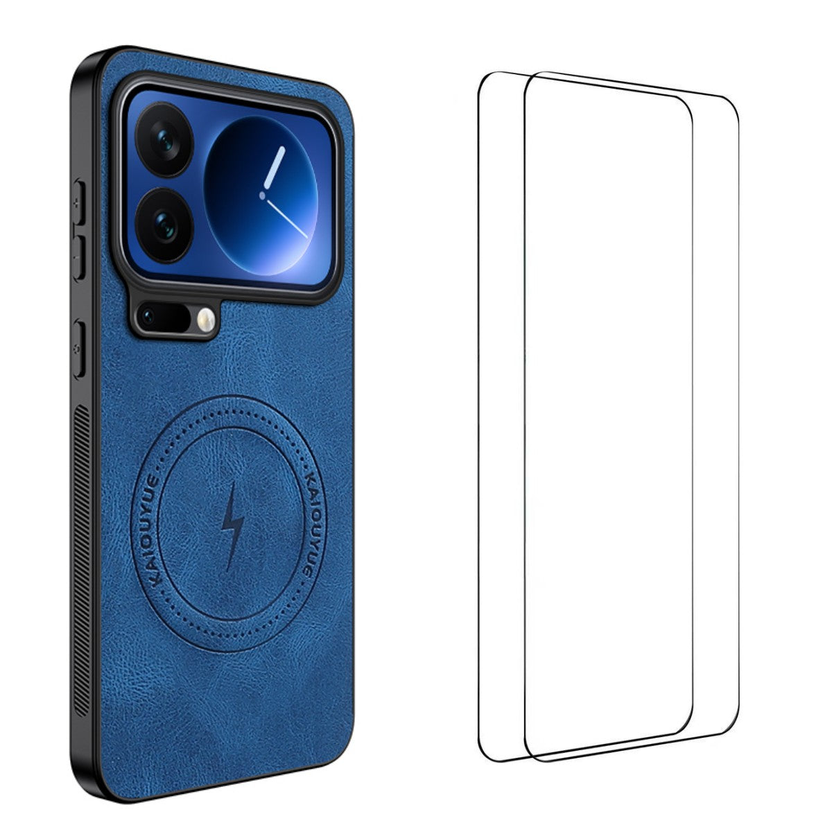 For Xiaomi 17 Pro Max Magnetic Case WANLONFENG SD Series PC TPU Phone Cover with 2Pcs Screen Film - Blue