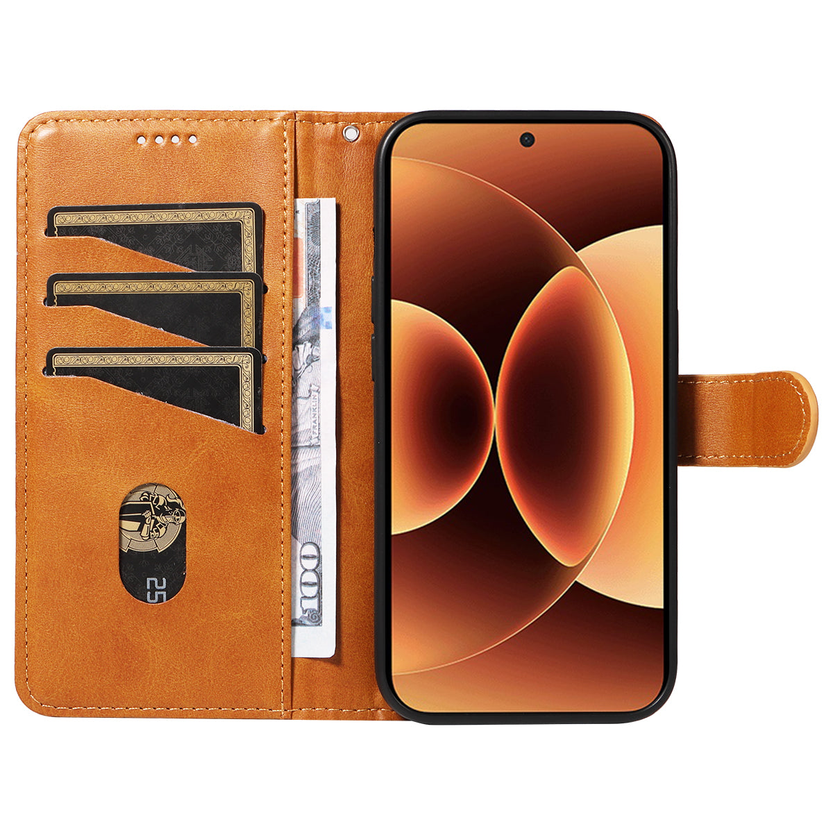 For Xiaomi 17 Pro Max Wallet Case T-Shape Lines Leather Phone Cover Stand - Brown