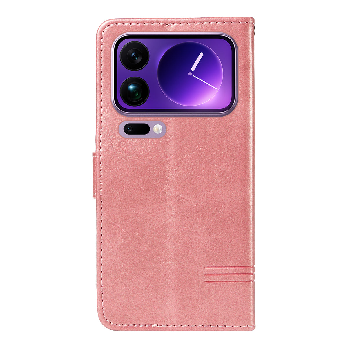For Xiaomi 17 Pro Max Wallet Case T-Shape Lines Leather Phone Cover Stand - Rose Gold