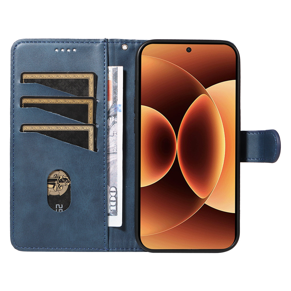 For Xiaomi 17 Pro Max Wallet Case T-Shape Lines Leather Phone Cover Stand - Blue