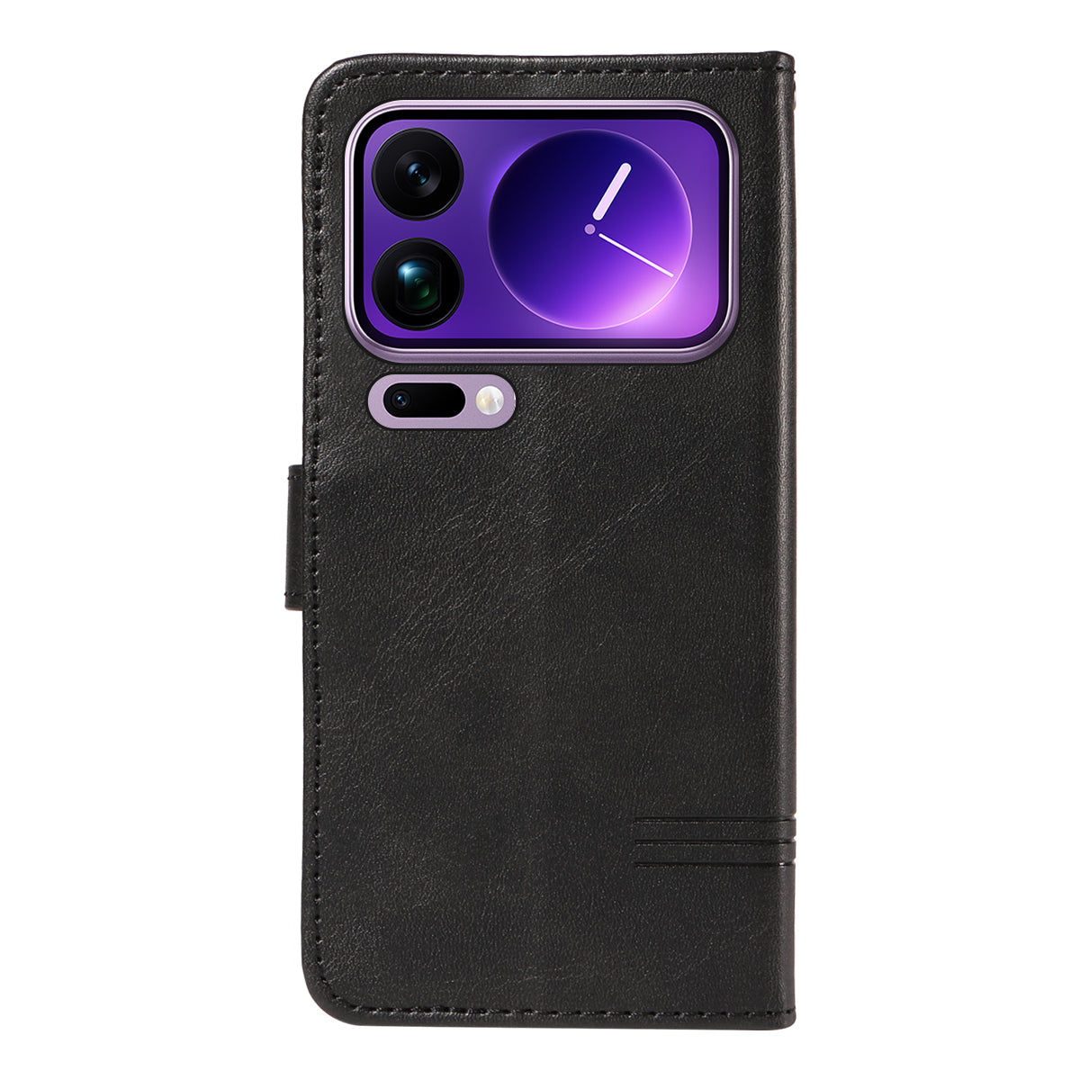 For Xiaomi 17 Pro Max Wallet Case T-Shape Lines Leather Phone Cover Stand -  Black
