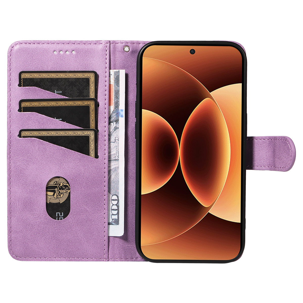For Xiaomi 17 Pro Max Wallet Case T-Shape Lines Leather Phone Cover Stand -  Light Purple