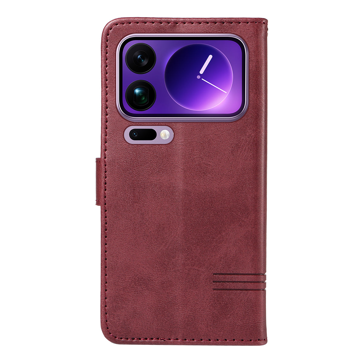 For Xiaomi 17 Pro Max Wallet Case T-Shape Lines Leather Phone Cover Stand - Wine Red